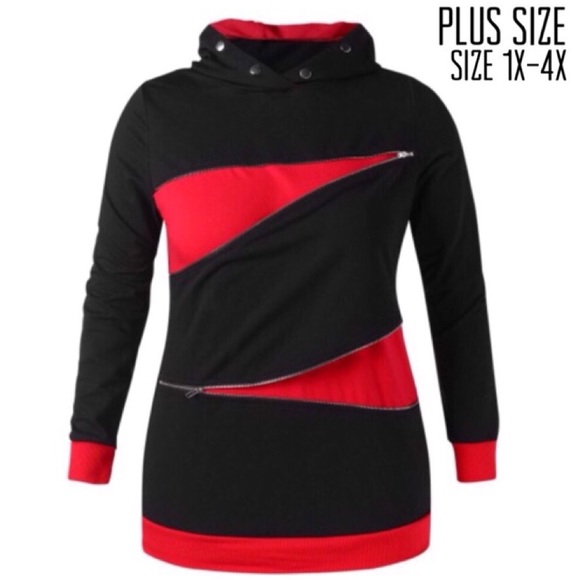 Tops - Plus Size Zip Embellished Hoodie